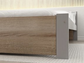 Posteľ IKAROS 90 x 200 cm, dub sonoma/sivá Rošt: S latkovým roštom, Matrac: Matrac COCO MAXI 20 cm