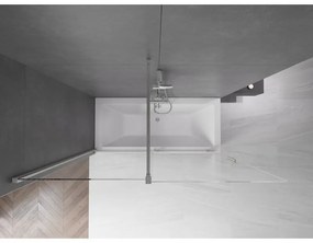 Mexen Velar, 2-krídlová posuvná vaňová zástena 170 x 150 cm, 8mm číre sklo, brúsená oceľ, 896-170-000-01-97