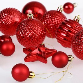 Sada vianočných závesných dekorácií ESTRELLA červená (66 ks)