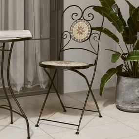 Bistro stoličky skladacie 2 ks terakotové a biele keramika 4003407