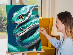 Gario Maľovanie podľa čísel Hady v odtieňoch tmavo tyrkysovej Rozmery: 40 x 60 cm, Rámovanie: S vnútorným rámom