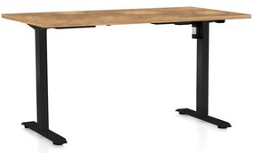 Výškovo nastaviteľný stôl OfficeTech A, 140 x 80 cm, čierna podnož, dub zlatý