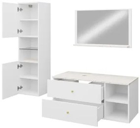 Kúpelňový nábytok Kiago II (biela matná + mramor bianco + zlatá) . Vlastná spoľahlivá doprava až k Vám domov. 1103959