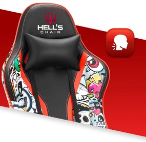 Hells Hell's Chair HC-1005 Graffiti Skull Farebné herné kreslo