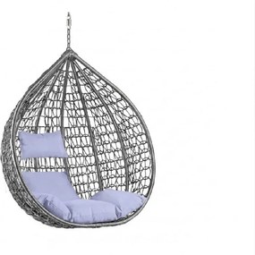 Sivé závesné kreslo KOKON bez stojanu, svetlý vankúš