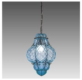 SIRU- Luster na reťazi CLASSIC 1xE27/60W/230V pr. 30 cm modrá/čierna benátske sklo