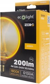 ECOLIGHT Dekoratívna LED žiarovka E27 4W 200lm G130 Amber Retro - rada ZERO