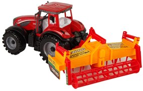 Lean Toys Červený traktor s oranžovým kultivátorom