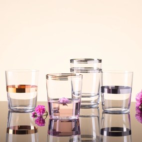 Poháre Tumbler s pruhom v platinovej farbe 440 ml set 6 ks - 21st Century Glas Lunasol META Glass - 322176