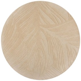 Béžový vlnený okrúhly koberec ø 160 cm Leaf - Flair Rugs
