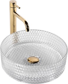 Rea Cristal, sklenené umývadlo na dosku 36x36 cm, číra, REA-U9670