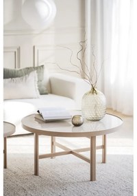 Okrúhly konferenčný stolík s keramickou doskou v prírodnej farbe 90x90 cm Marsden – Rowico