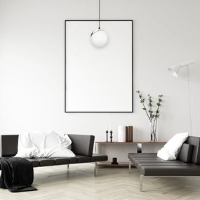 Závesné svietidlo Sfera, 1x biele sklenené tienidlo, b/ch