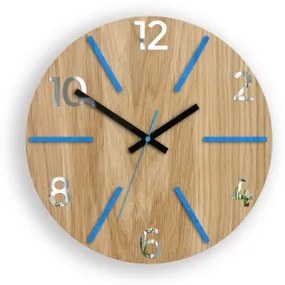 Sammer Nadčasové drevené hodiny AKSEL MIRROR - modrá 33 cm AkselWoodBlueMirror