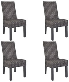 Jedálenské stoličky 4 ks, hnedé, kubu ratan a mangové drevo