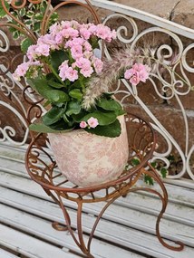 Hnedo-hrdzavý antik kovový stojan na kvety v tvare stoličky - 24*24*53 cm