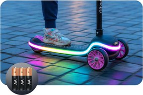Ricokids Leddi LED balančná Kolobežka pre deti - čierno-ružová