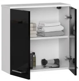 Kúpeľňová závesná skrinka FIN W60 2D-čierna / biela