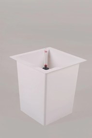 Samozavlažovací kvetináč BLOCK, sklolaminát, 40x40x40 cm, biely mat