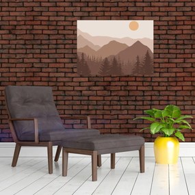 Sklenený obraz - Hnedé pohorie N⁰1 (70x50 cm)