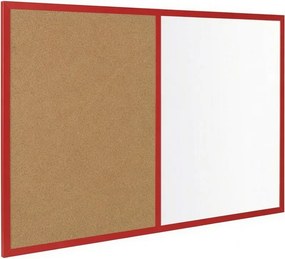 Toptabule.sk  Kombinovaná tabuľa biela v červenom drevenom ráme COLOR 90x60 cm