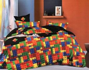 Dekorstudio Posteľné obliečky s farebnými kockami PEB-640 Rozmer posteľných obliečok: Šírka x Dĺžka: 140x200cm + 1ks 70x80 cm
