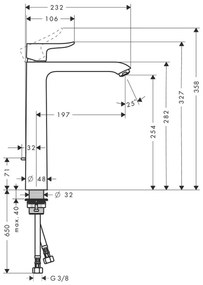 Hansgrohe Metris New, batéria na umývadlovú misu, s výpustom, chrómová, 31082000