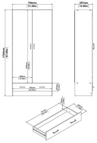 Biela šatníková skriňa 79x170 cm Space – Tvilum
