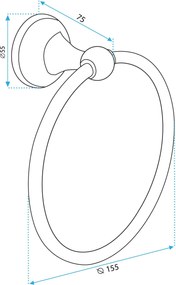 Rea Retro, okrúhly prsteňový vešiak na uterák 332867A, čierna matná, REA-06922