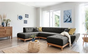 Tmavosivá rozkladacia pohovka do "U" Miuform Dazzling Daisy, ľavý roh