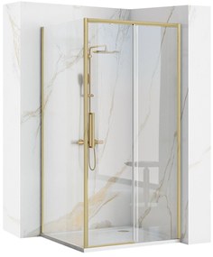 Rea Rapid Slide, sprchovací kút s posuvnými dverami 160(dvere) x 90(stena), 6mm číre sklo, zlatý matný profil, KPL-K9481