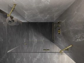 Mexen Lunar, výklopný sprchový kút pravý 80 x 90 cm, 8mm číre sklo, zlatý matný profil, 834-080-090-55-00-P