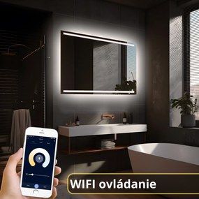 LED zrkadlo Latitudine 140x80cm neutrálna biela - wifi aplikácia