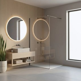 Bezrámová sprchová zástena REA FLEXI TITAN 70 cm, titán kartáčovaný/transparent - bez vaničky
