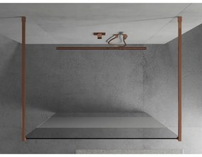 Mexen Kioto, priechodná sprchová zástena 120 x 200 cm, 8mm číre sklo - námraza, 2x zlatá stabilizačná rozpera, profil ružové zlato, 800-120-002-60-35