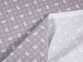 Biante Detský bavlnený záves Sandra SA-010 Motýliky na sivom 135x190 cm