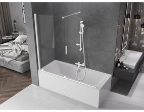 Mexen Velar, 2-krídlová posuvná vaňová zástena 170 x 150 cm, 8mm číre sklo, biely profil, 896-170-000-01-20