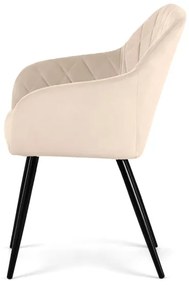 Sada dvoch jedálenských stoličiek VELTO zamatové, béžové / čierne nohy (2 ks)