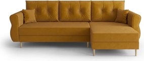 AKCIA Rozkladacia obojstranná sedacia súprava do L SILVIANO 230x140 cm, horčicová II. akosť