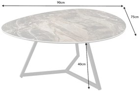 Keramický konferenčný stolík Paquita 90 cm taupe mramor