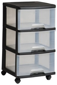 Čierno-priehľadný plastový pojazdný regál 37x61 cm – Curver