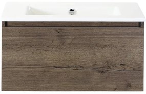 Kúpeľňový nábytkový set Sanox Frozen farba čela tabacco ŠxVxH 81 x 42 x 46 cm s keramickým umývadlom bez otvoru na kohút