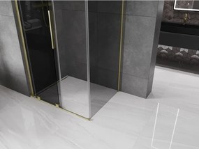 Mexen Velar L, sprchový kút s posuvnými dverami 120 x 100 cm, 8mm šedé sklo, zlatá matná, 871-120-100-43-55