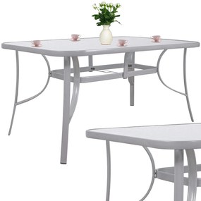 PreHouse Záhradný stôl 150cm: kov + sklo, šedý