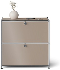 Kovová komoda »CN3 Slim Line« s 2 výklopnými priečinkami, hnedosivá