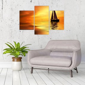 Obraz - Plachetnica pri západe slnka (90x60 cm)