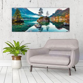 Obraz - Jazero Hintersee, Bavorské Alpy, Rakúsko (120x50 cm)