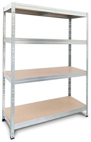 Bezskrutkový kovový regál RIVET, 180x120x45 cm, 4x HDF polica, zinok