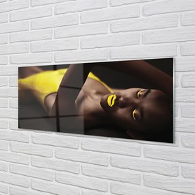 Obraz plexi Žena žltá ústa 120x60 cm