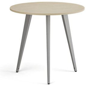 Konferenčný stôl PRIMO VIBE, priemer 80 cm, sivostrieborná podnož, breza